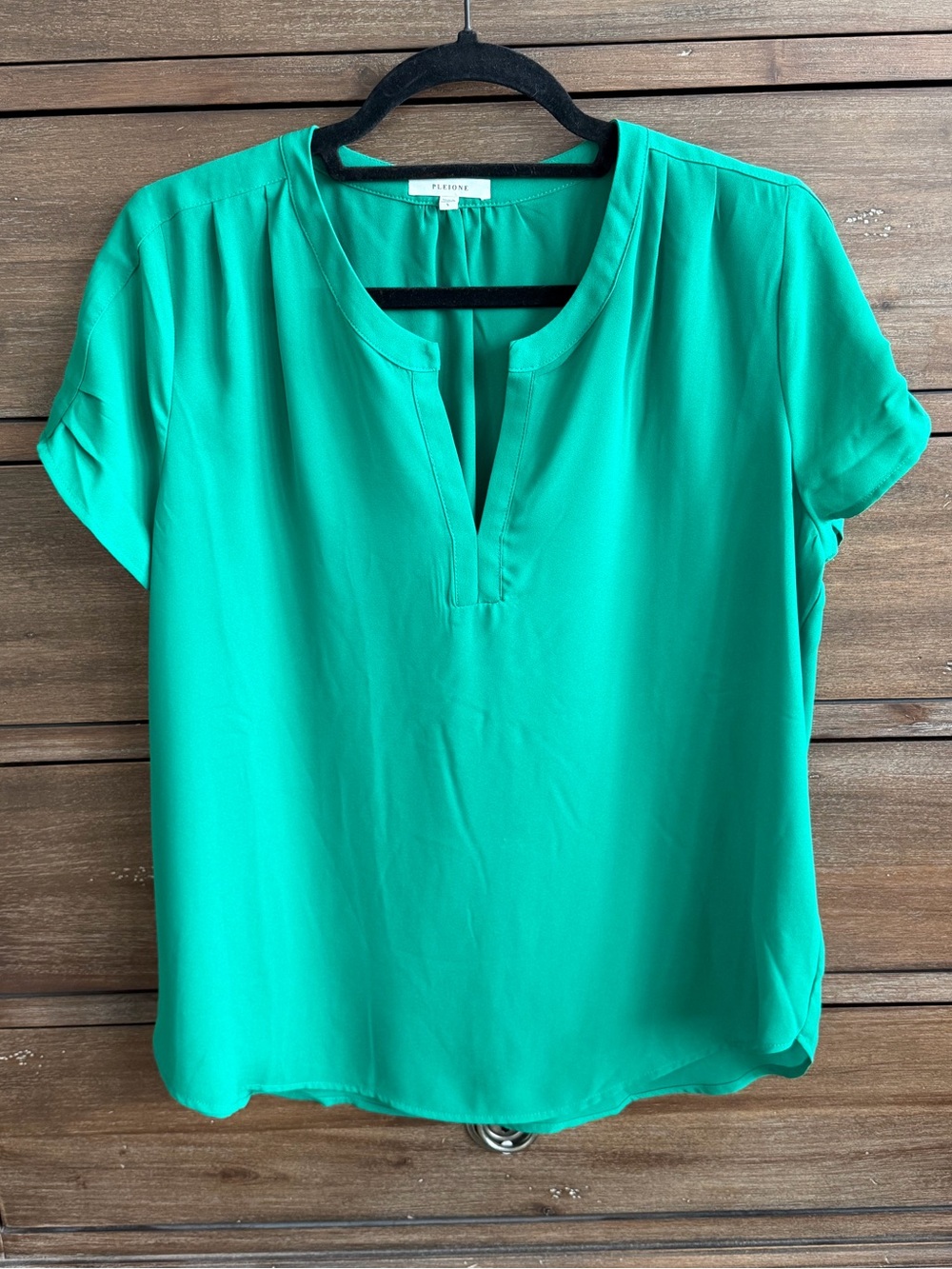 Pleione Emerald Green V-Neck Blouse